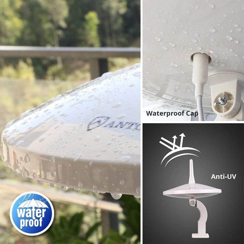 ANTOP 720&deg; HDTV Antenna, Dual Omnidirectional Outdoor TV Antenna UFO 65 Miles Reception with Smartpass Amplifier and 4G LTE Filter, Fit Indoor/Outdoor/RV/Attic
