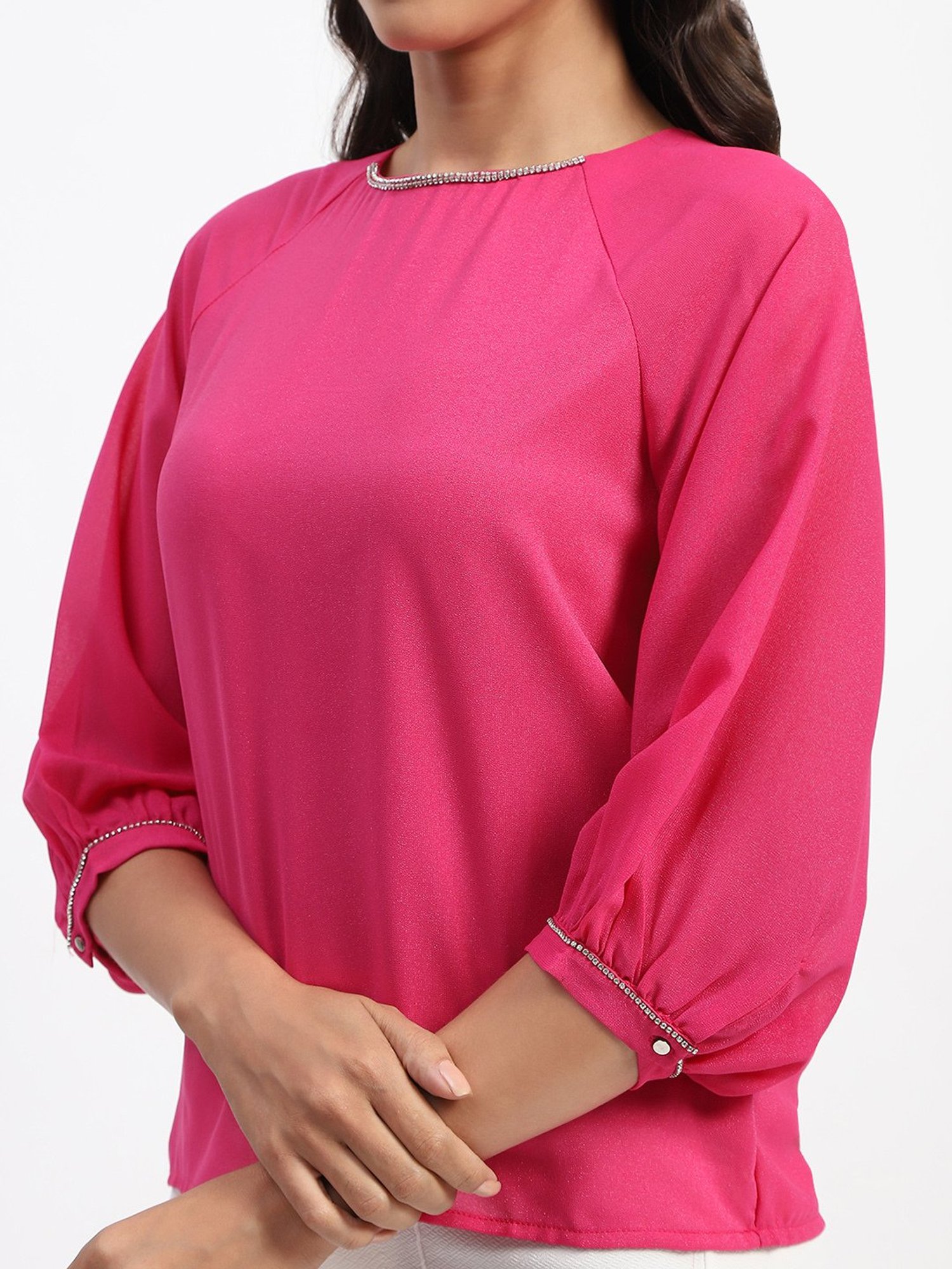 MADAME Pink Embellished Top
