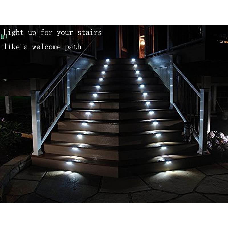 Solar Step Lights  3 LED Solar Powered Stair Lights Stainless Steel Outdoor Lighting for Deck Fence Path Auto OnOff Waterproof 4 Pack