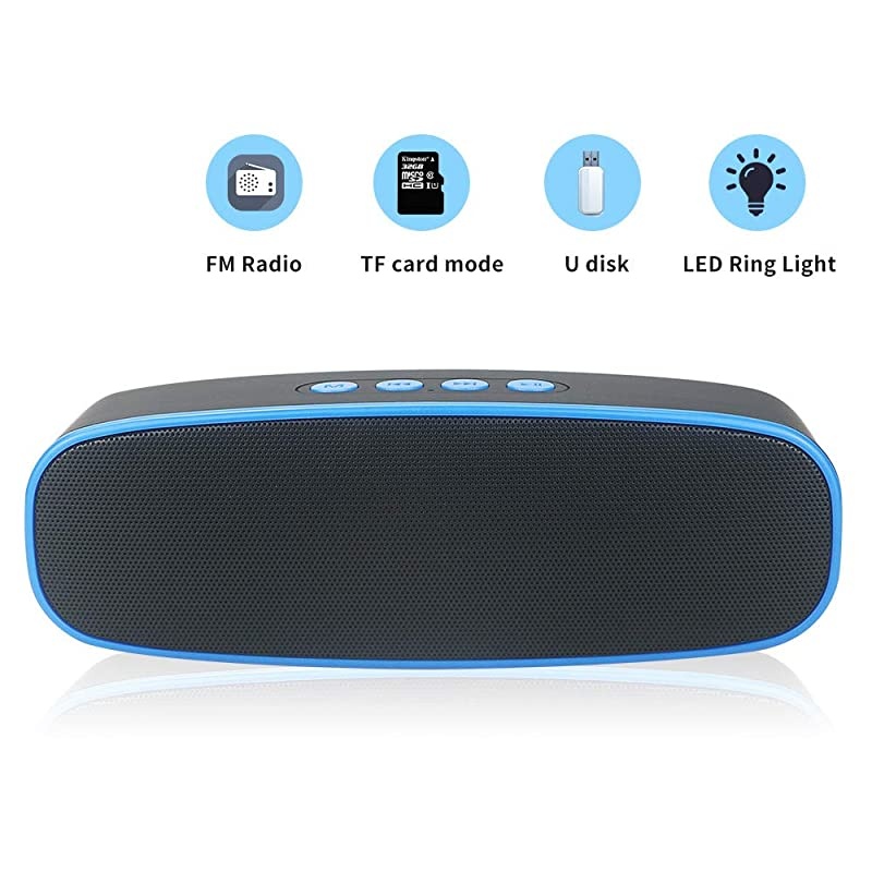 Wireless Bluetooth Speaker with AUXUSBTF Card SlotOutdoor Portable Stereo Speaker with HD AudioEnhanced Bass DualDriverHandsfree Calling FM Radio Speaker for TravelParty Blue1