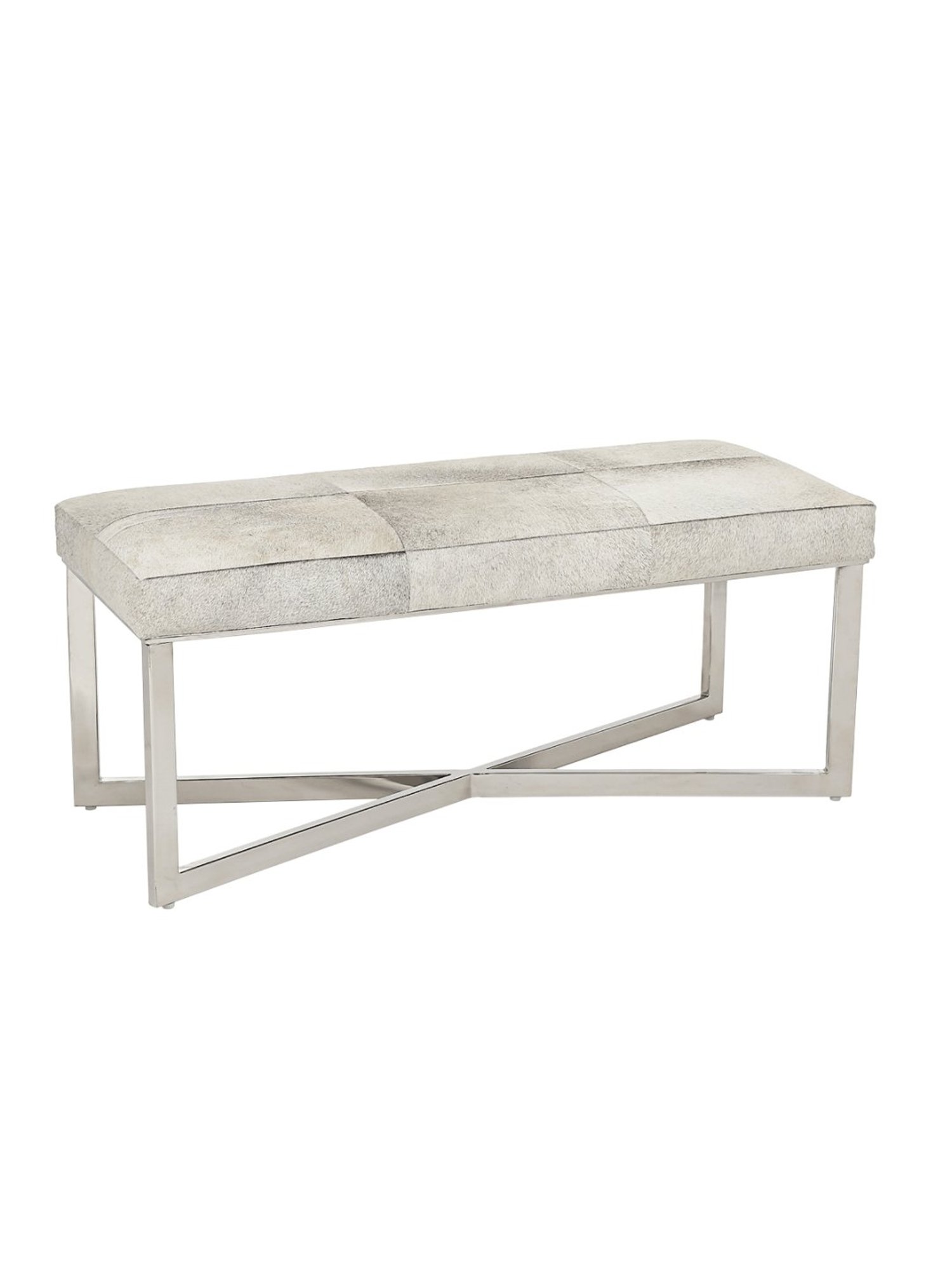 Home4U Chuck Textured Grey Stainless Steel Two Seater Bench