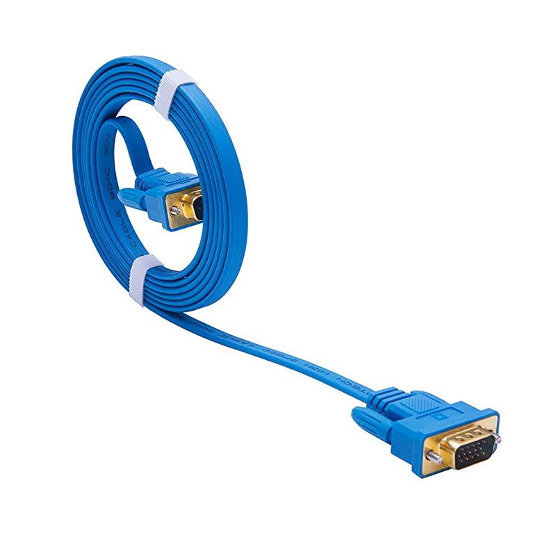 Ultra Slim Flat Computer Monitor VGA Cable 6 Feet in Blue 18m