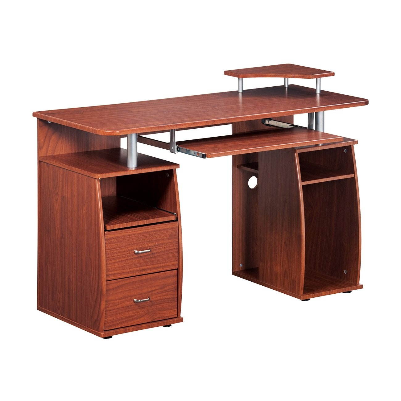 Techni Mobili Complete Computer Workstation Desk With Storage. Color: Mahogany