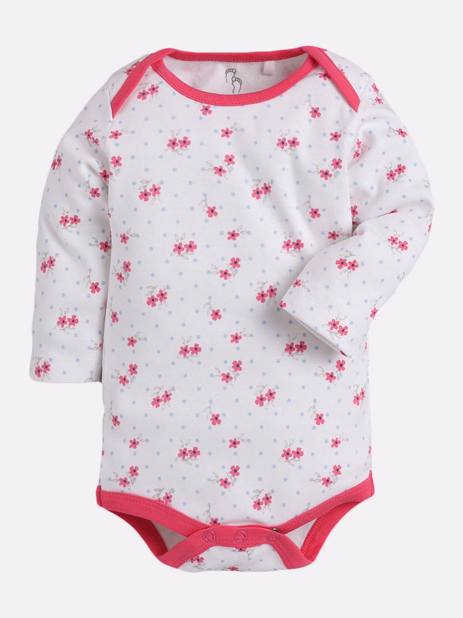 Baby Go Kids Fuchsia & White Printed Onesie (Pack Of 2)