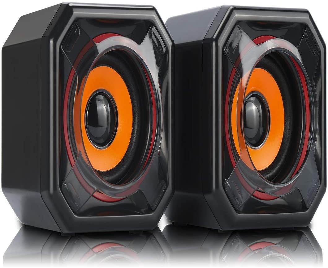 WESDAR Computer Speakers 2.0 USB-Powered Desk top Speakers with Far-Field Drivers and Passive Radiators for Pcs and Laptops (Orange)