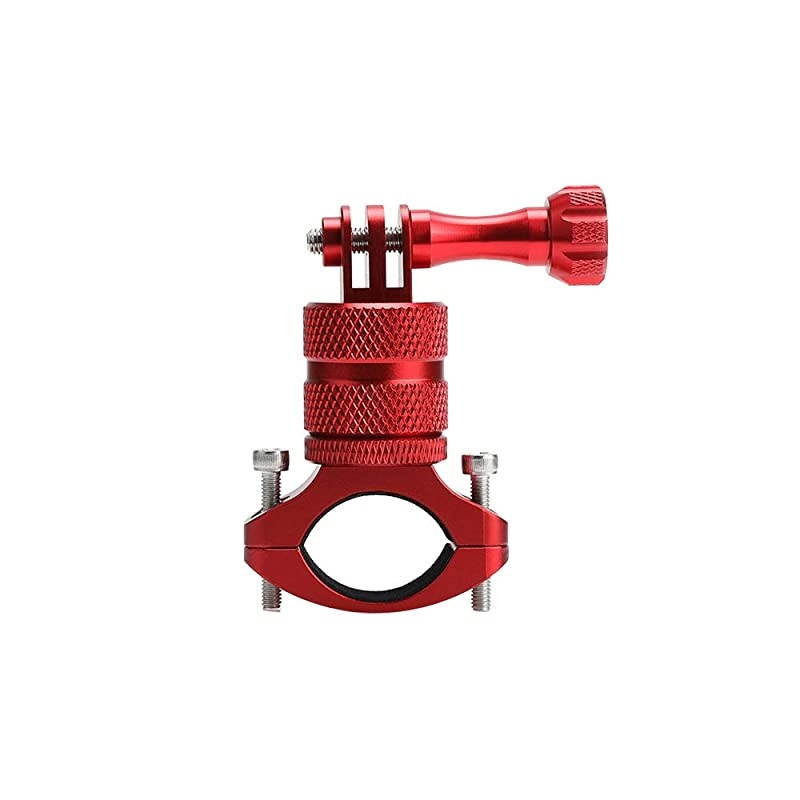 Aluminium 360 Rotation Mountain Bike Handlebar Mount Holder,Camera Motocross Grip Bar Stand Tube Clip for GoPro Hero 9 8 7 6 5 4 3+, Campark, AKASO, DJI OSMO XiaoYi and Most Action Cameras,Red