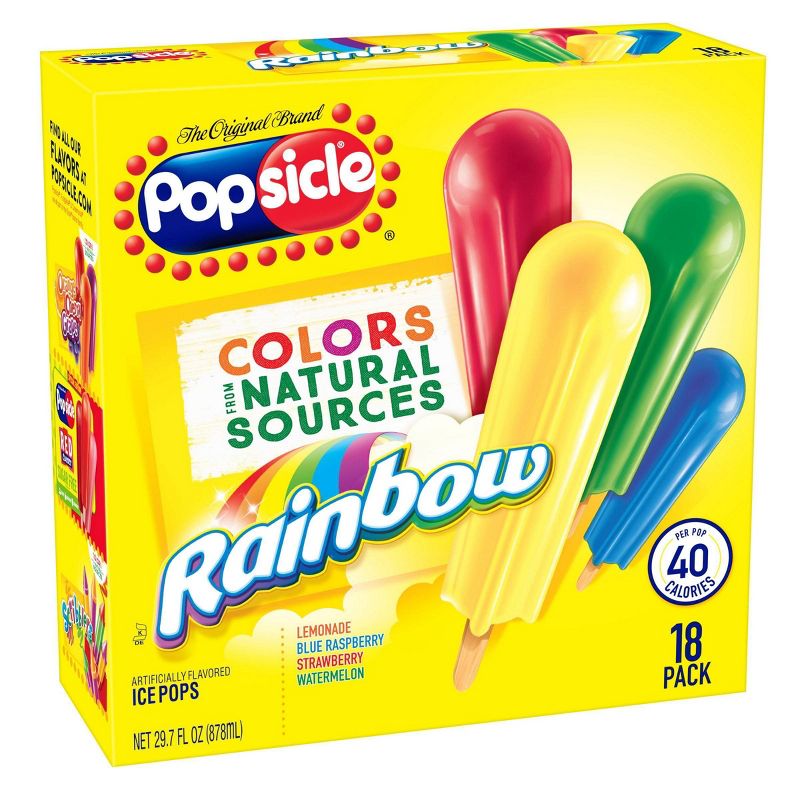 Popsicle Lemonade Blue Raspberry Strawberry Watermelon Rainbow Ice Pop - 18ct