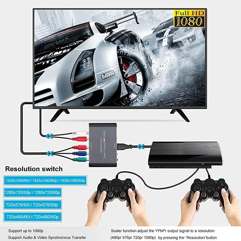 to Component Vedio ConverterMuosu to Ypbpr Scaler Input to Component Video + RL Audio Output Converter Adapter Support 1080p for PS3DVDAluminum