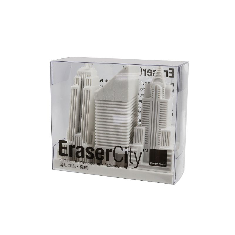 Design Ideas City of New York Eraser - Three Skyscrapers - White, 1.2" x 1.2" x 2.8"