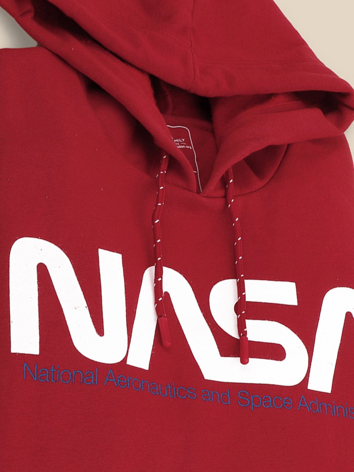Free Authority Red Regular Fit Nasa Printed Hooded Sweatshirt