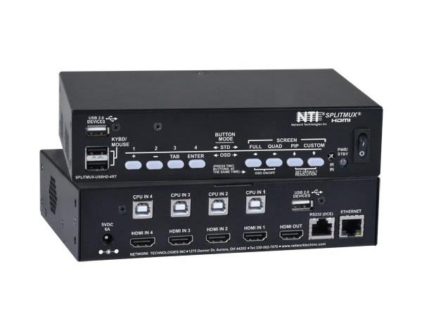 NTI splitmux-usbhd-4rt HDMI Quad Screen Splitter/Multiviewer w USB KVM Switch