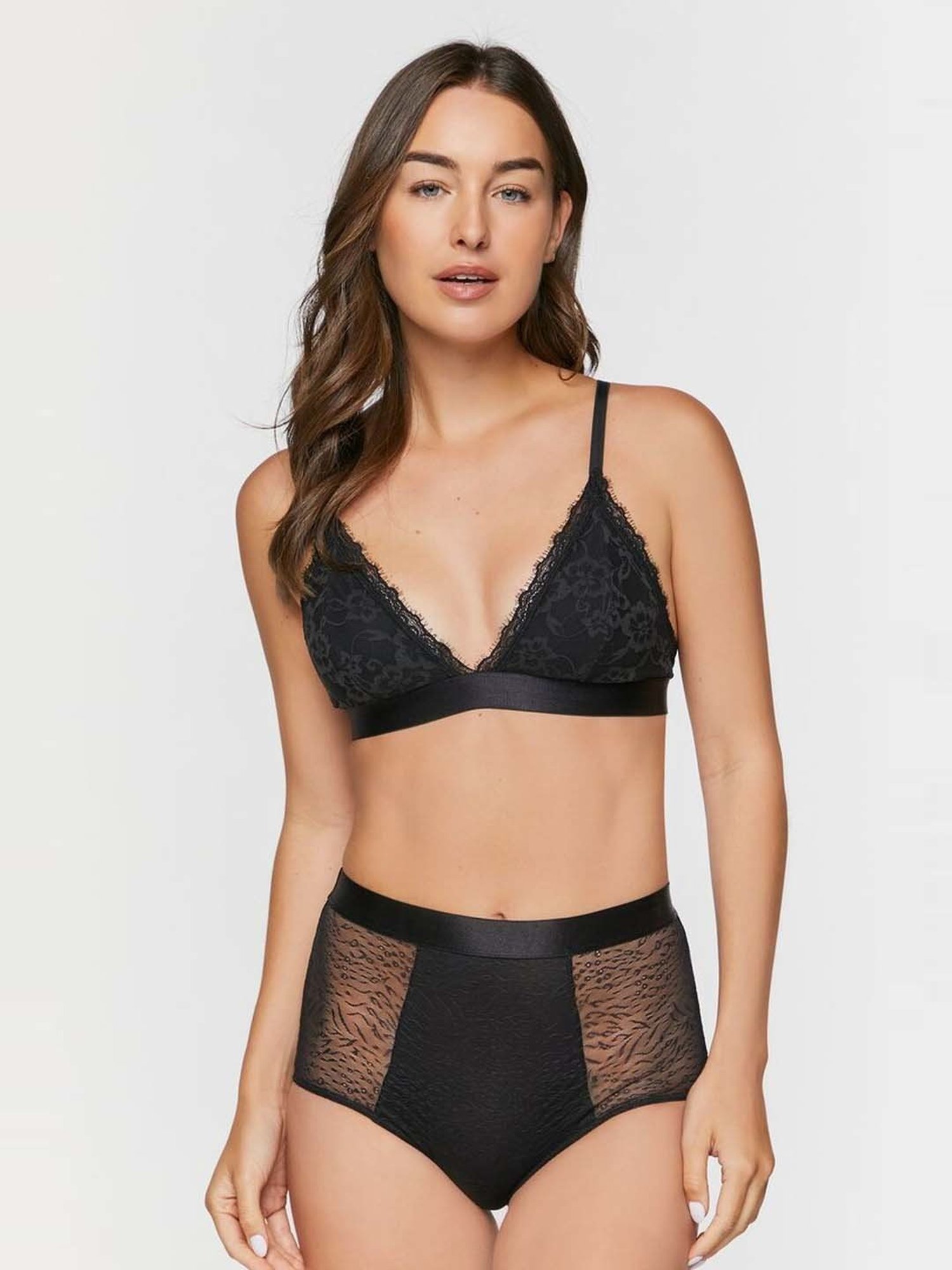 Forever 21 Black Lace Work Hipster Panty
