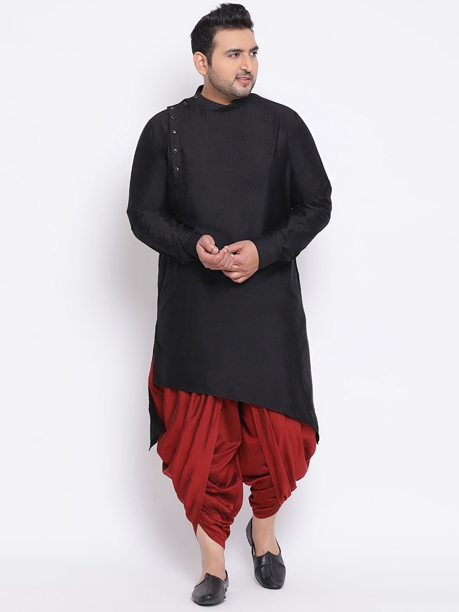KISAH PLUS Black & Red Regular Fit Kurta Bottom Set
