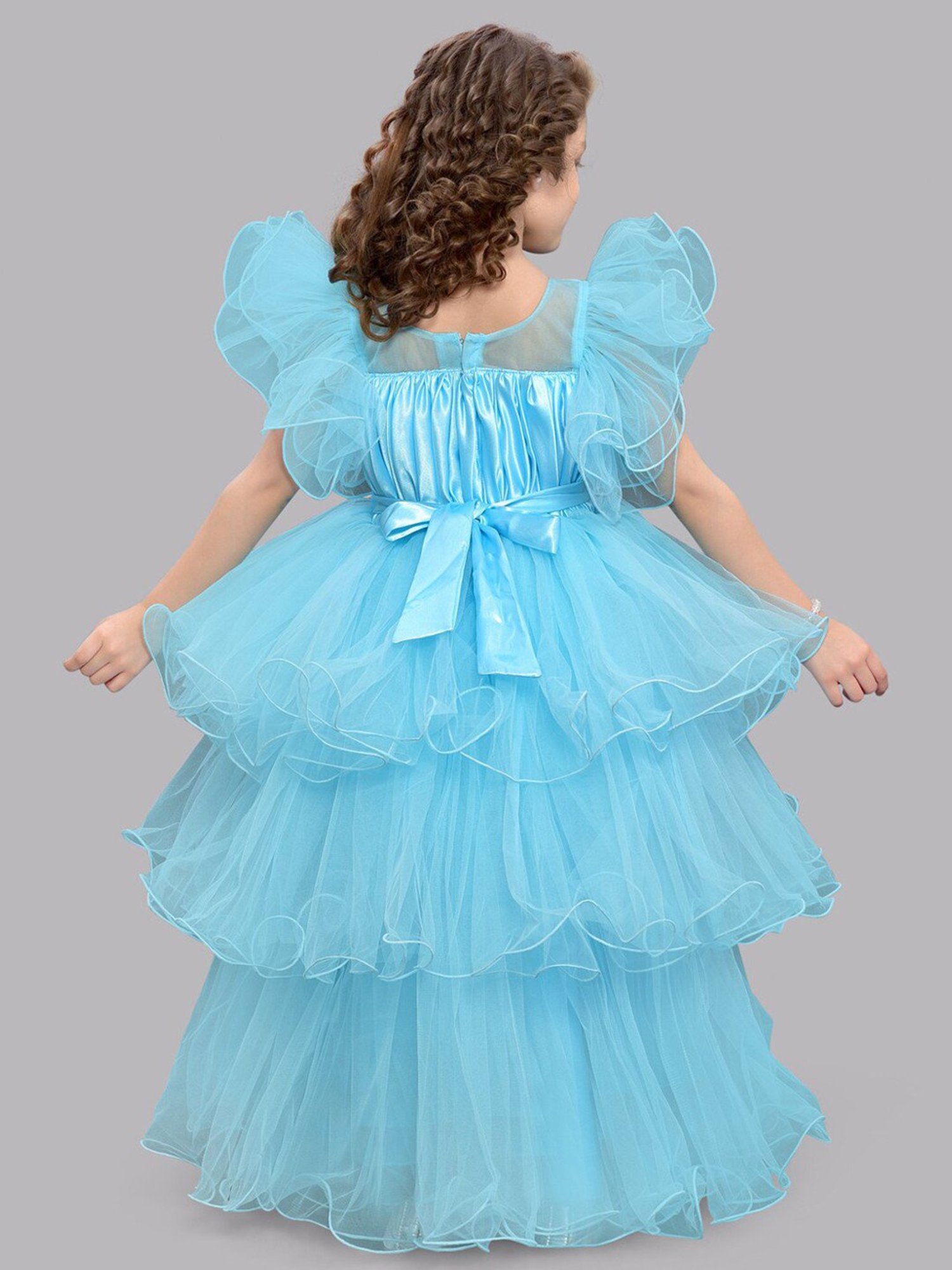 Pink Chick Kids Blue Solid Party Gowns