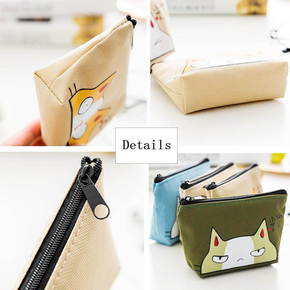 iSuperb Pack of 4 Canvas Coin Purse Change Cash Bag Zipper Small Purse Wallets