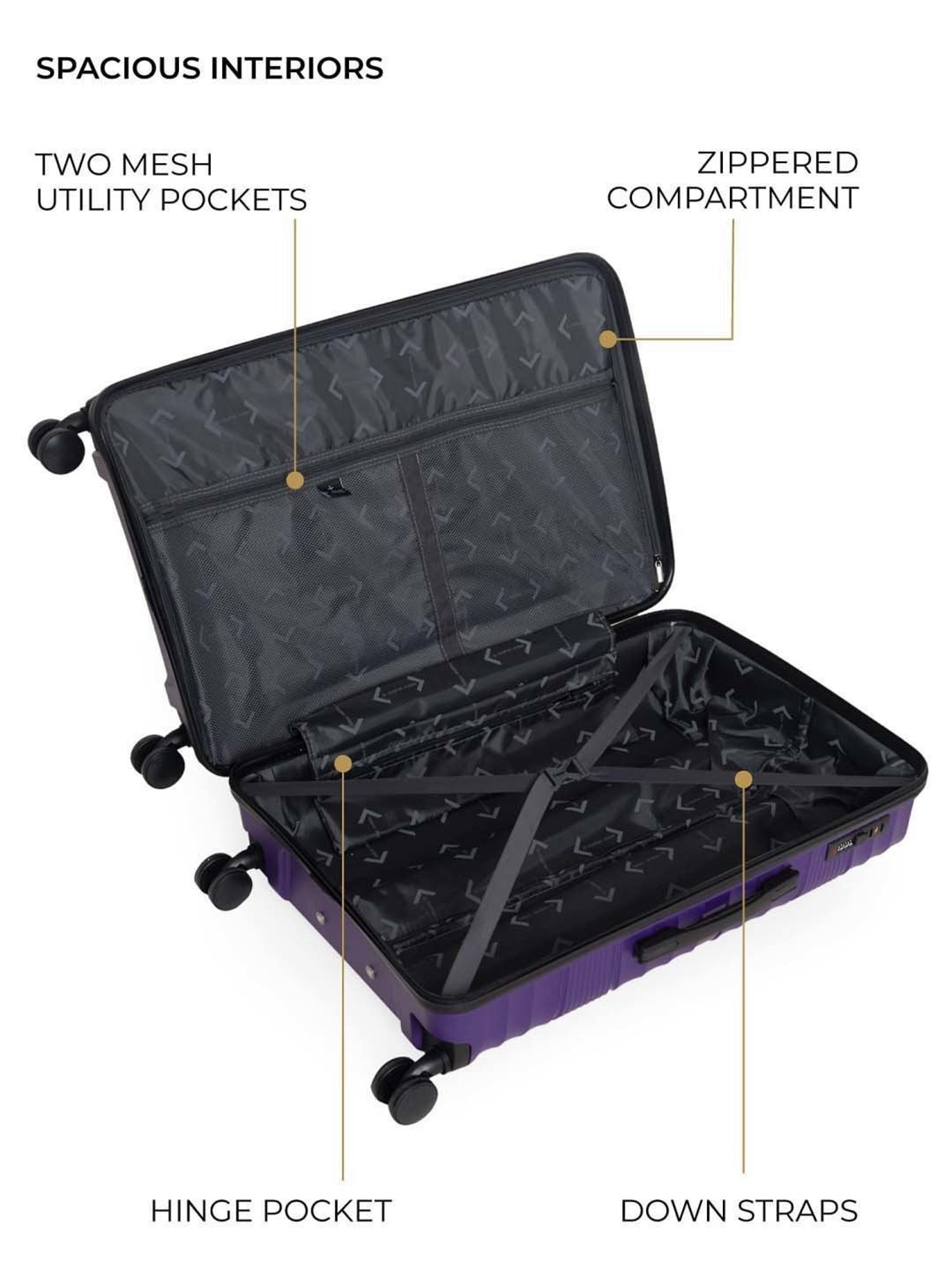 Nasher Miles Mumbai Hard-Sided Polypropylene Luggage Set of 3 Purple Trolley Bags (55, 65 & 75 cm)
