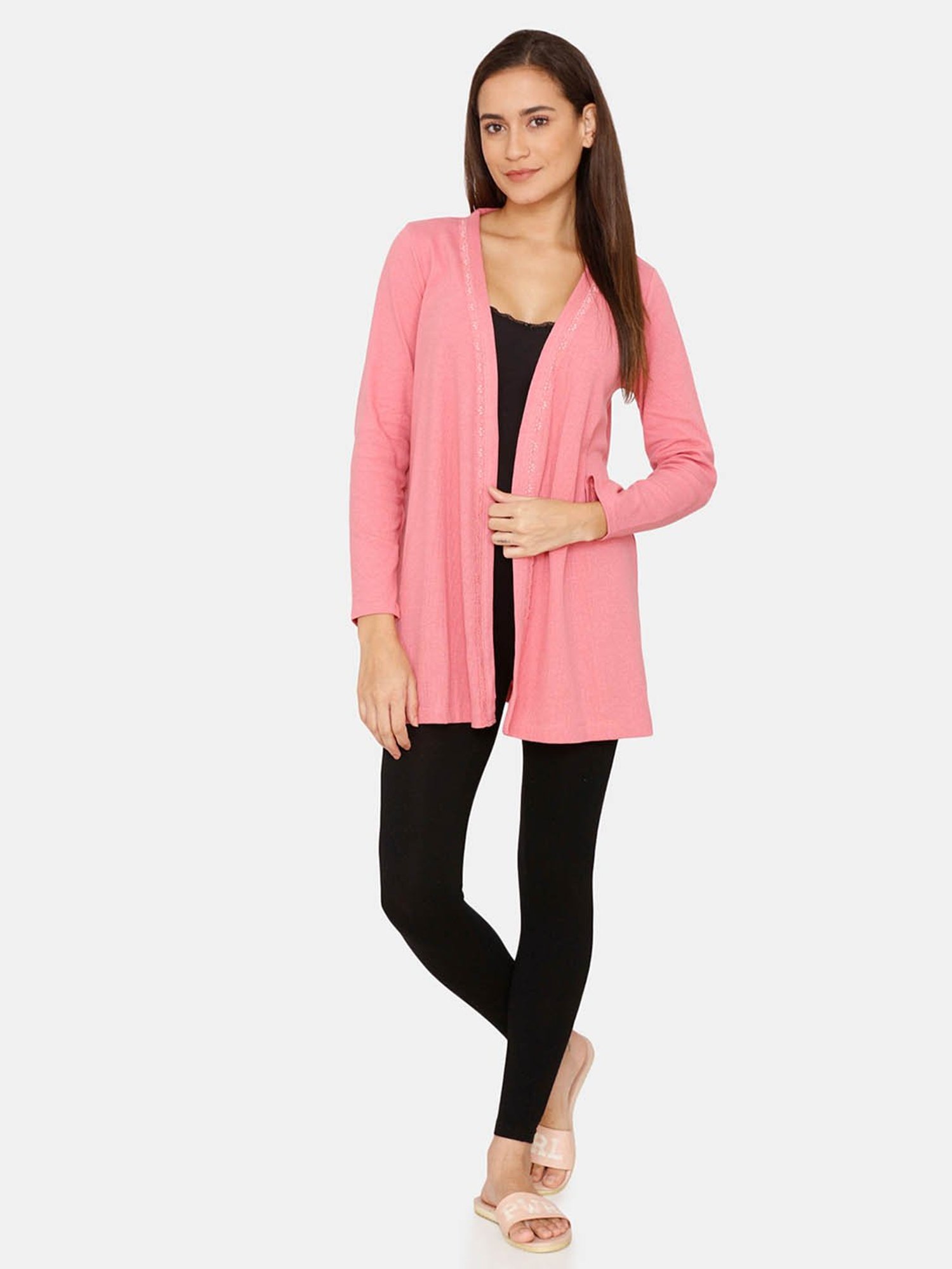 Zivame Pink Full Sleeves Shrug