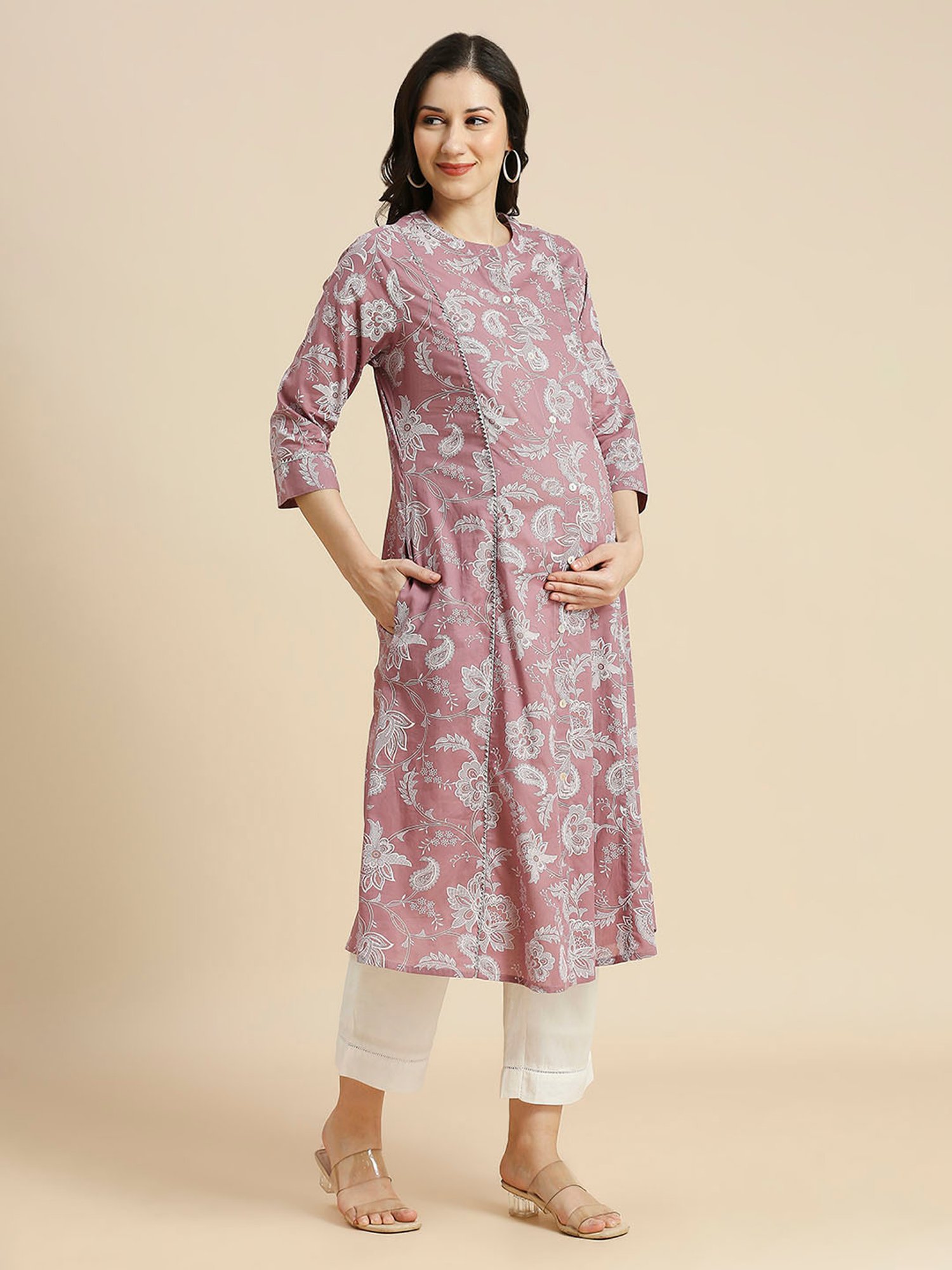 Mine4Nine Multicolor Printed Maternity Kurta