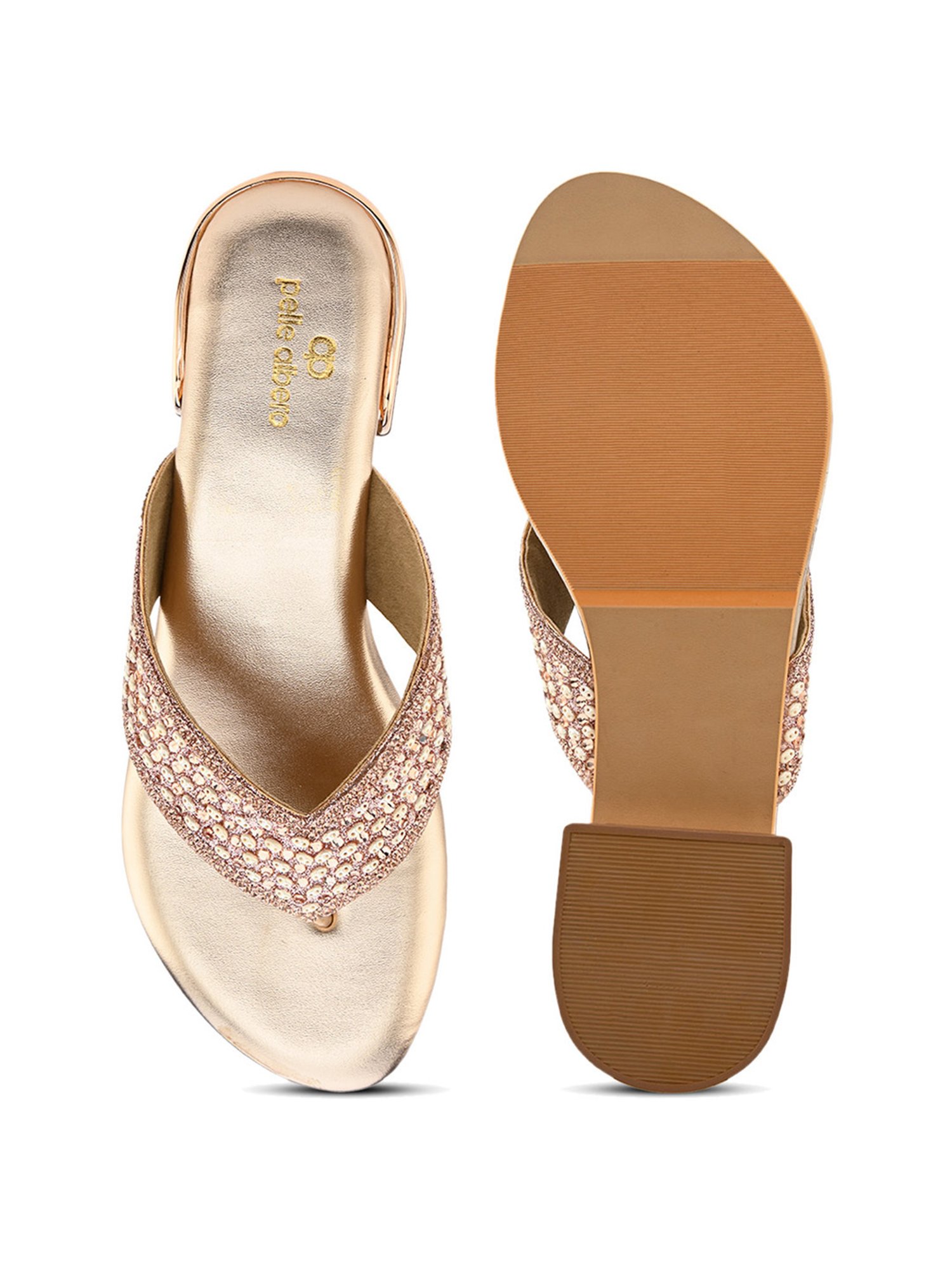 Pelle Albero Women's Rose Gold Thong Sandals