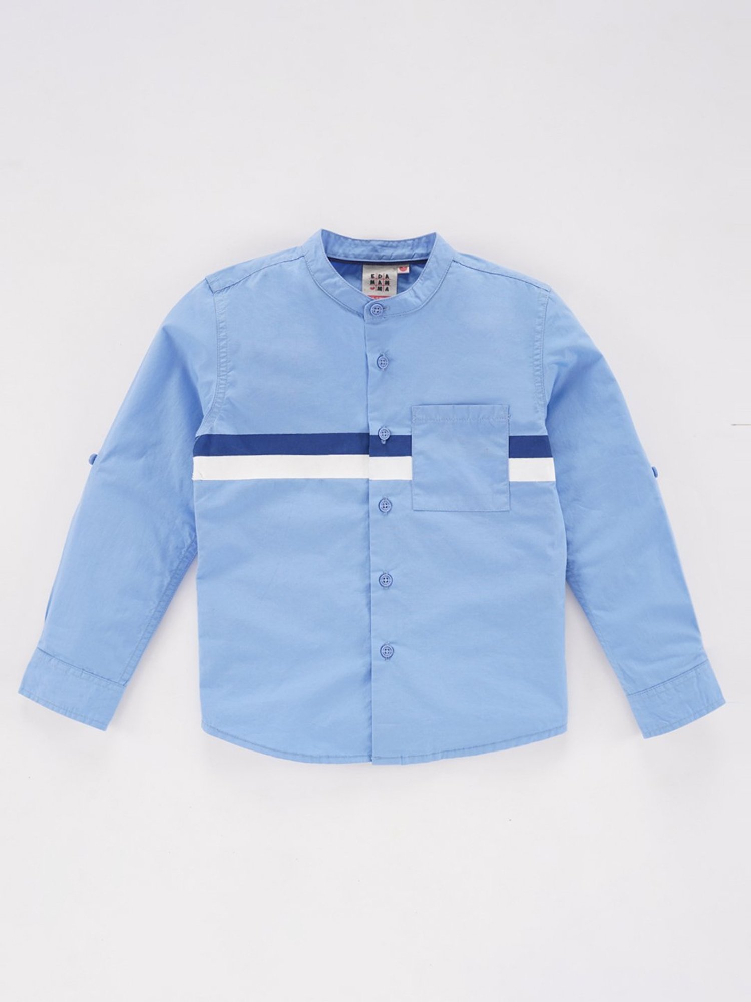 Ed-a-Mamma Boys Sky Blue Striped Full Sleeves Shirt