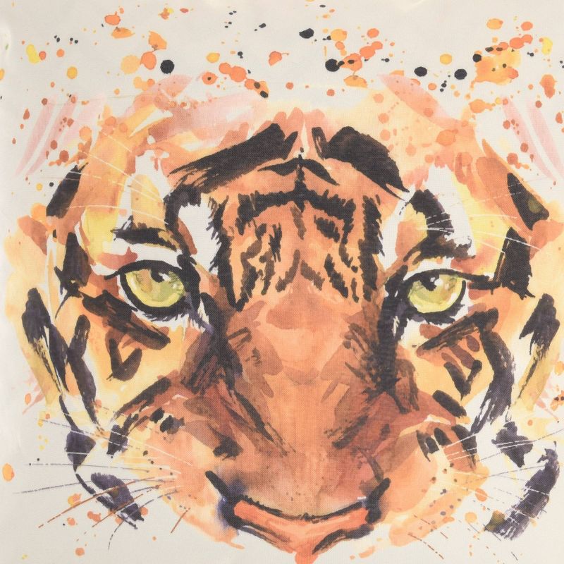 18"x18" Reversible Indoor/Outdoor Tiger and Chevron Print Square Throw Pillow - Mina Victory