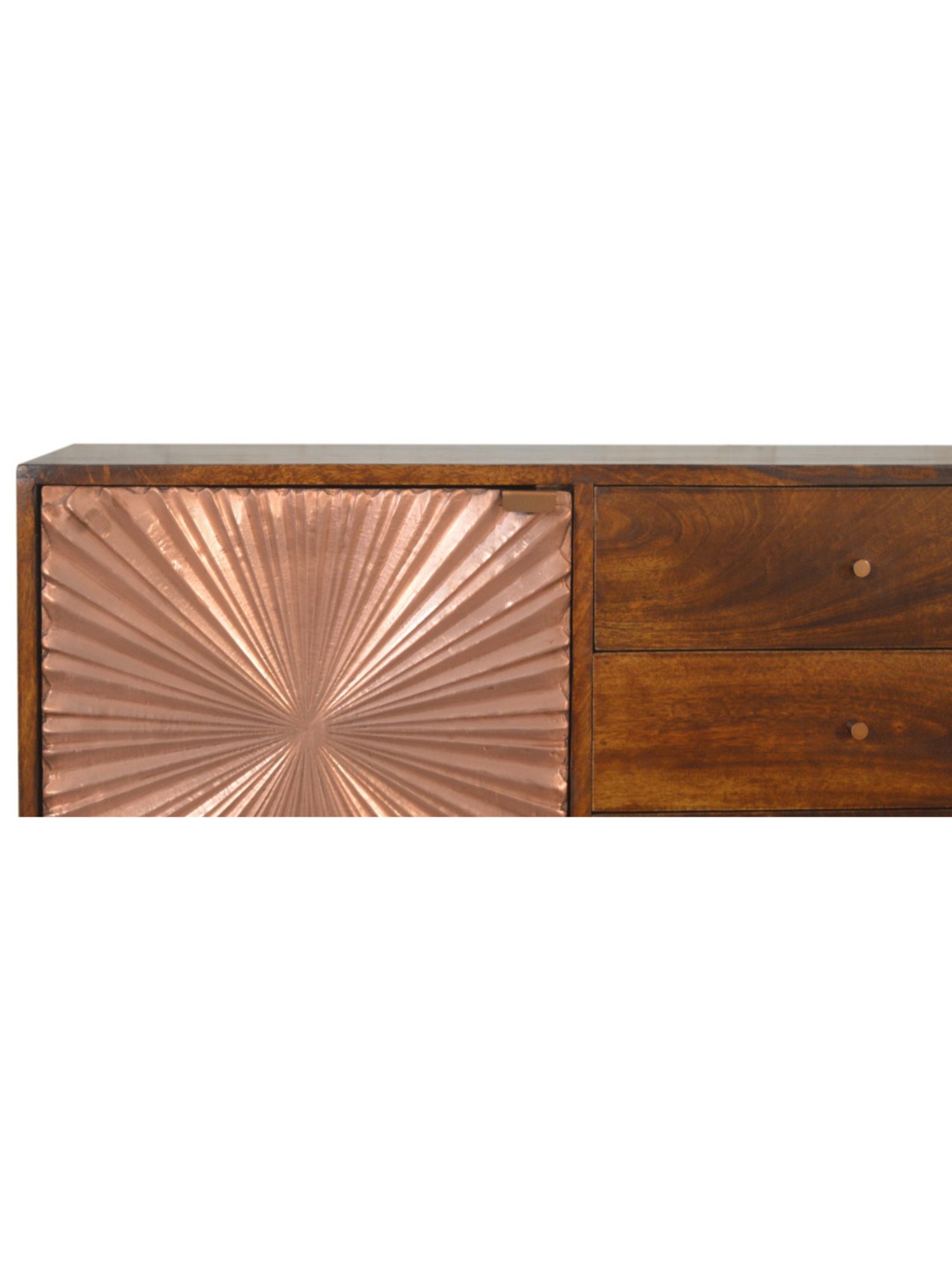 Fabindia Brown Sheesham Wood Textured Cabinet