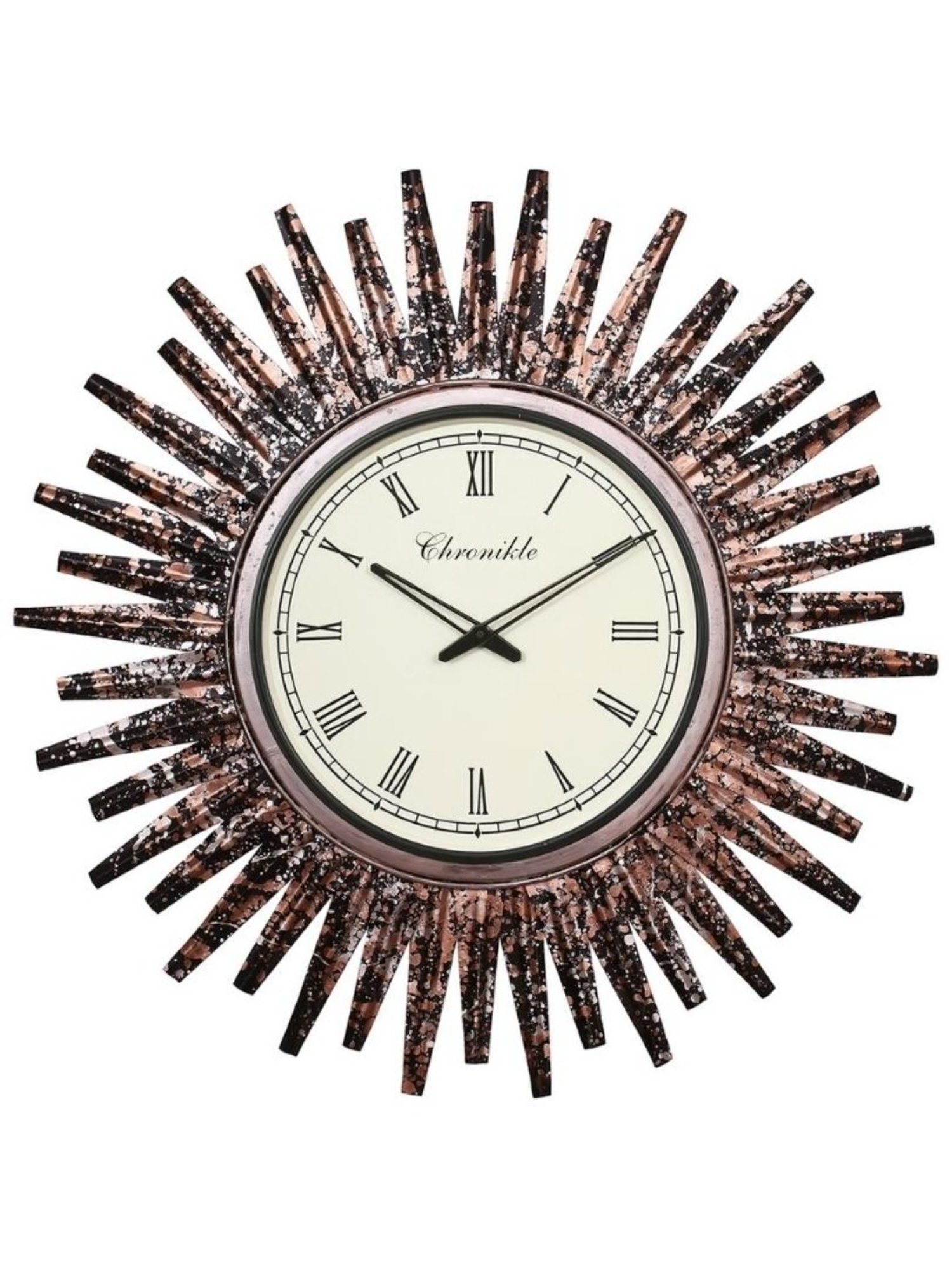 CHRONIKLE Designer Frame Black and Copper Iron Roman Number Analog Wall Clock