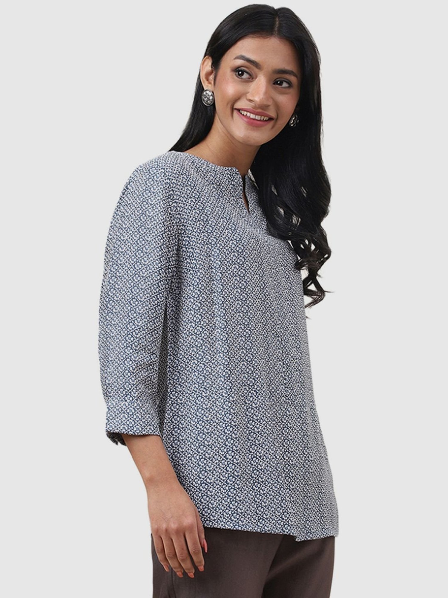 Fabindia Blue & White Printed Tunic