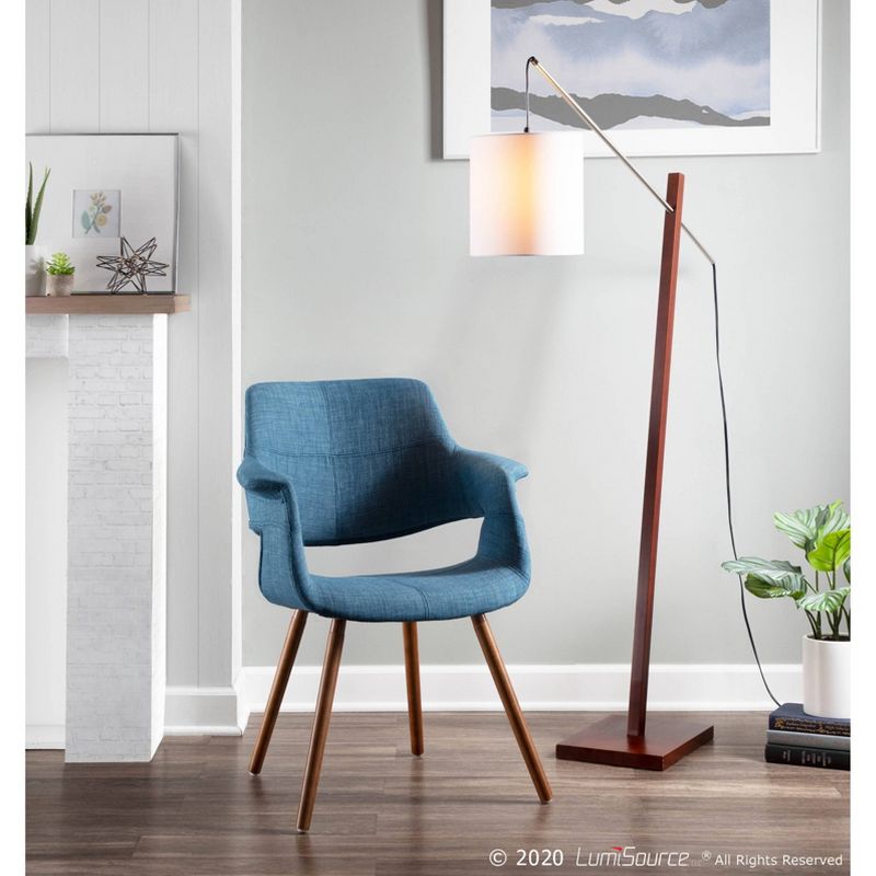 Arturo Contemporary Floor Lamp with Walnut Wood and Fabric Shade White (Includes LED Light Bulb) - LumiSource