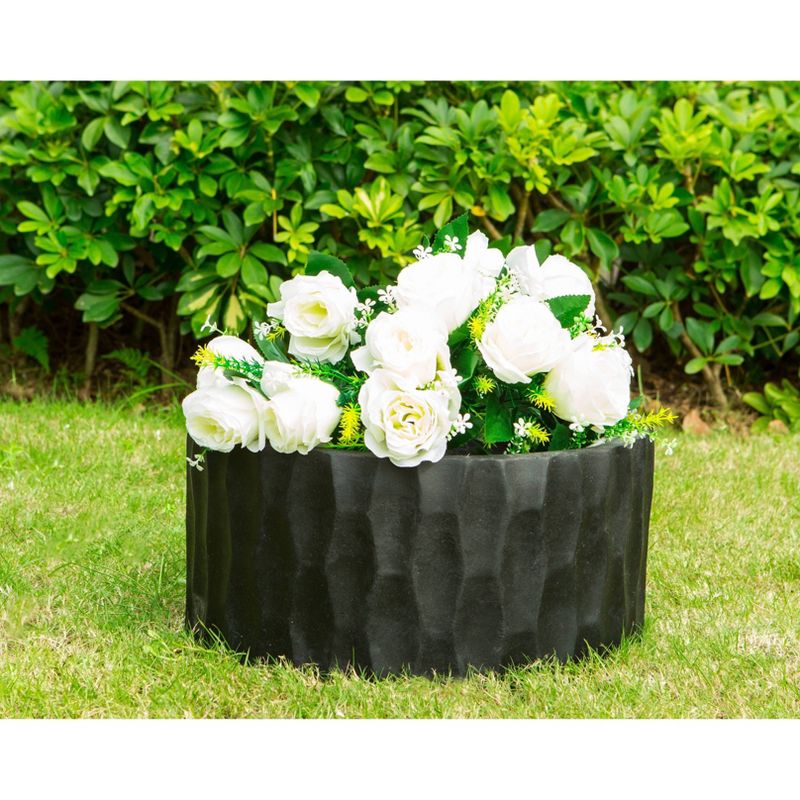 7.9" Kante Lightweight Concrete Retro Outdoor Low Planter Burnished Black - Rosemead Home & Garden, Inc.