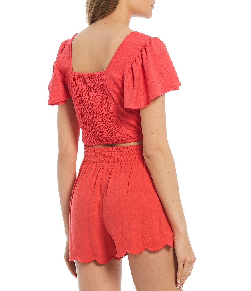 June & Hudson Short Tie Sleeve Knit Tee