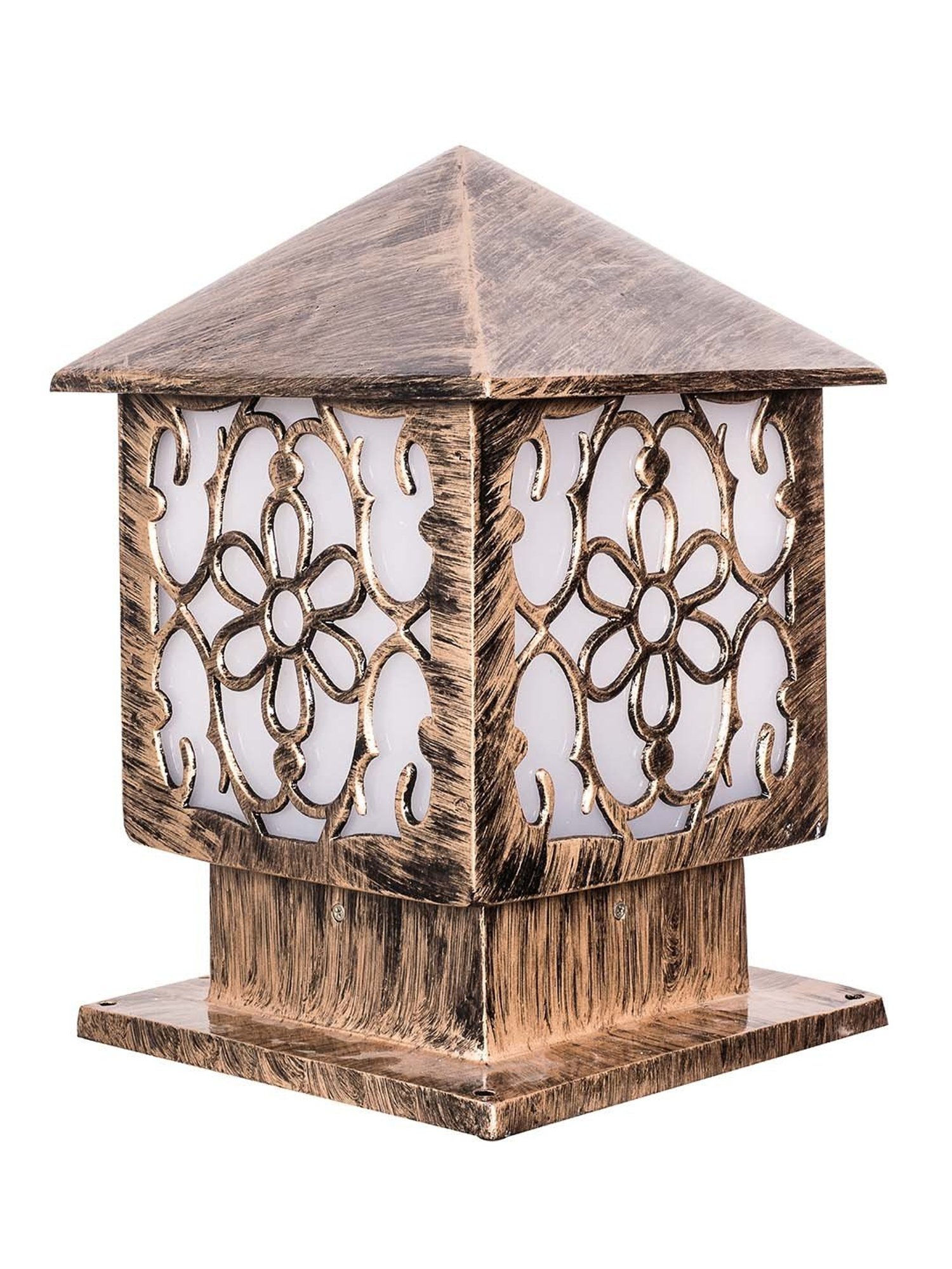 Fos Lighting Golden Aluminium Small Pillar Gate Light - Set of 1