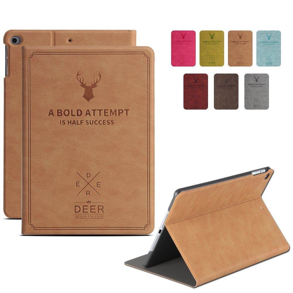 iPad Pro 10.5 2017 Case (A1701, A1709) Slim Fit Folio Smart Shell Shock Resistant Premium Cover [ Auto Sleep/Wake ] [ Multi-Angle Stand ] for Apple iPad Pro 10.5&rdquo; 2017 [ Deer Pattern - Camel ]