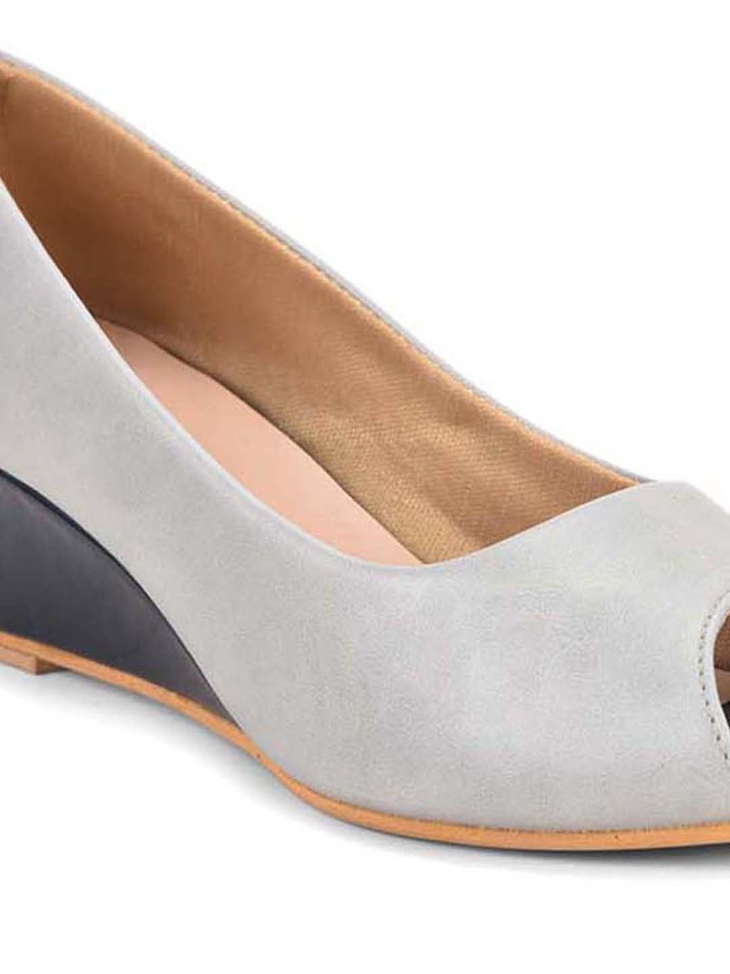 Salario Women's Grey Peeptoe Wedges