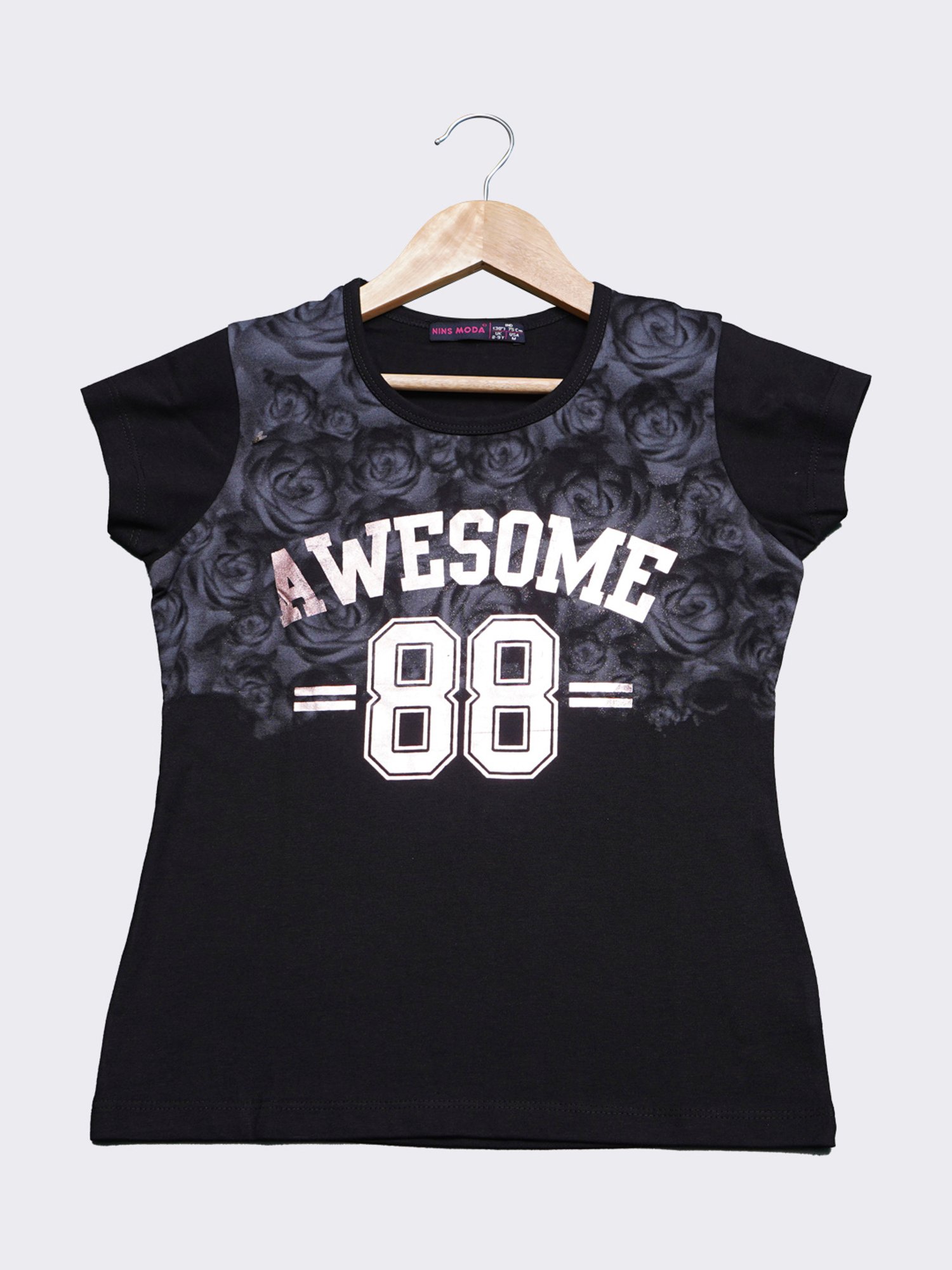 NINS MODA Kids Black Printed Top