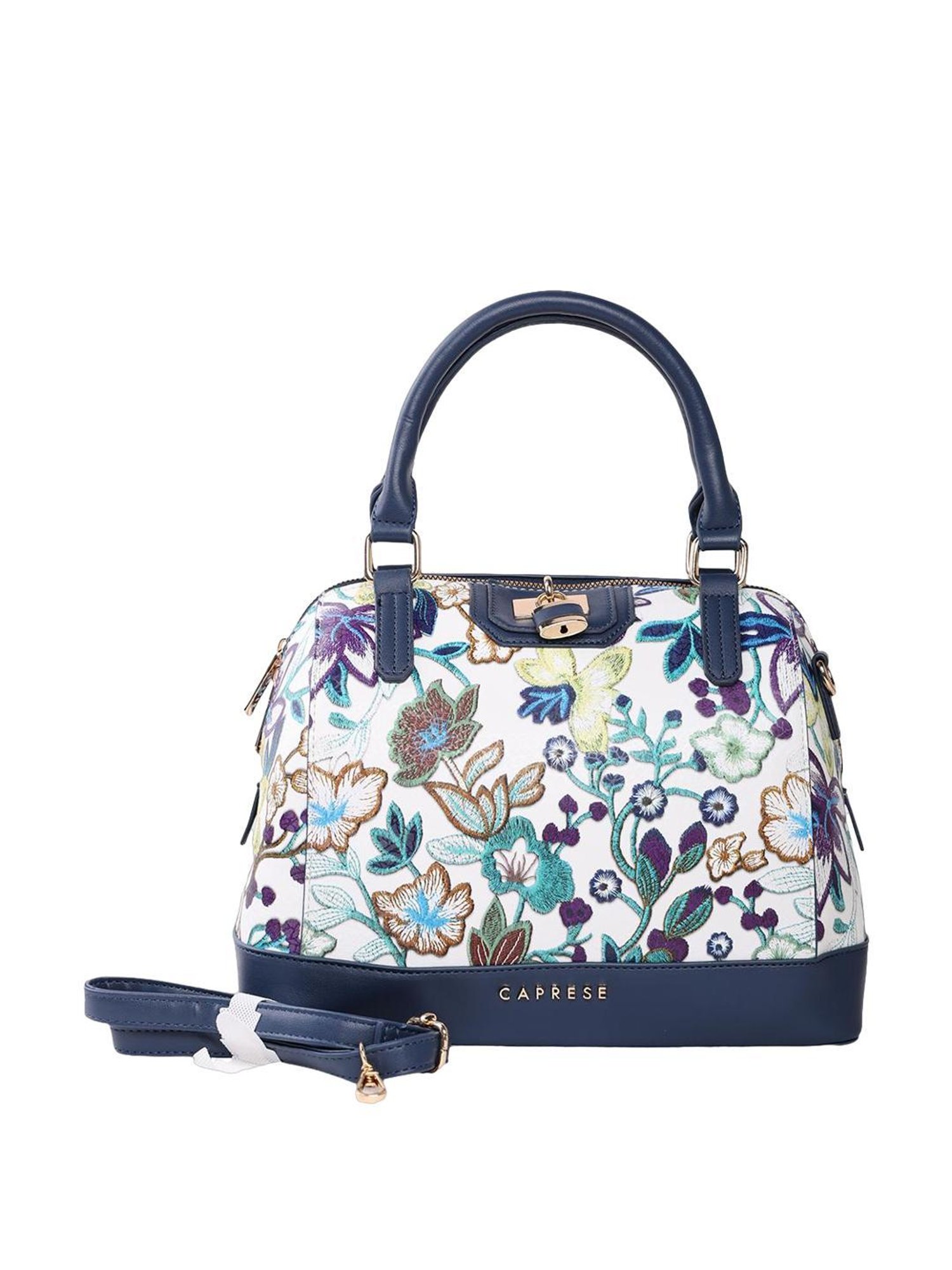 Caprese Wren Navy Faux Leather Floral Handbag