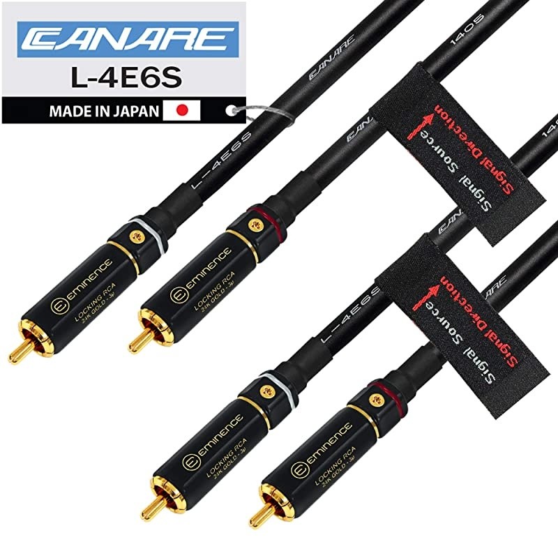1 Foot RCA Cable Pair Canare L4E6S Star Quad Audio Interconnect Cable with Premium Gold Plated Locking RCA Connectors Directional Custom Made by