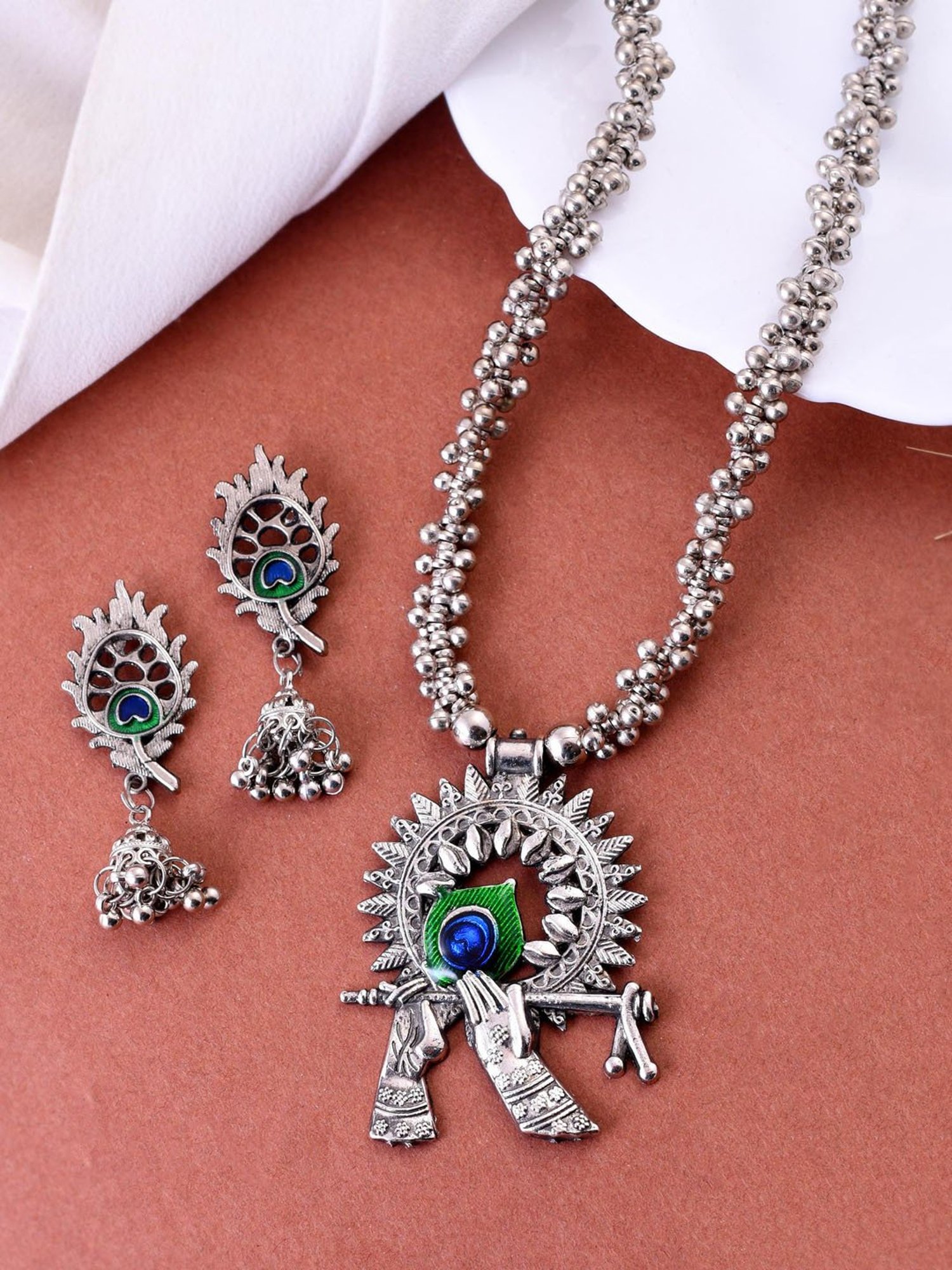 Bold By Priyaasi Men's Stylish Silver-Plated Dumbbell Pendant on a Trendy Chain