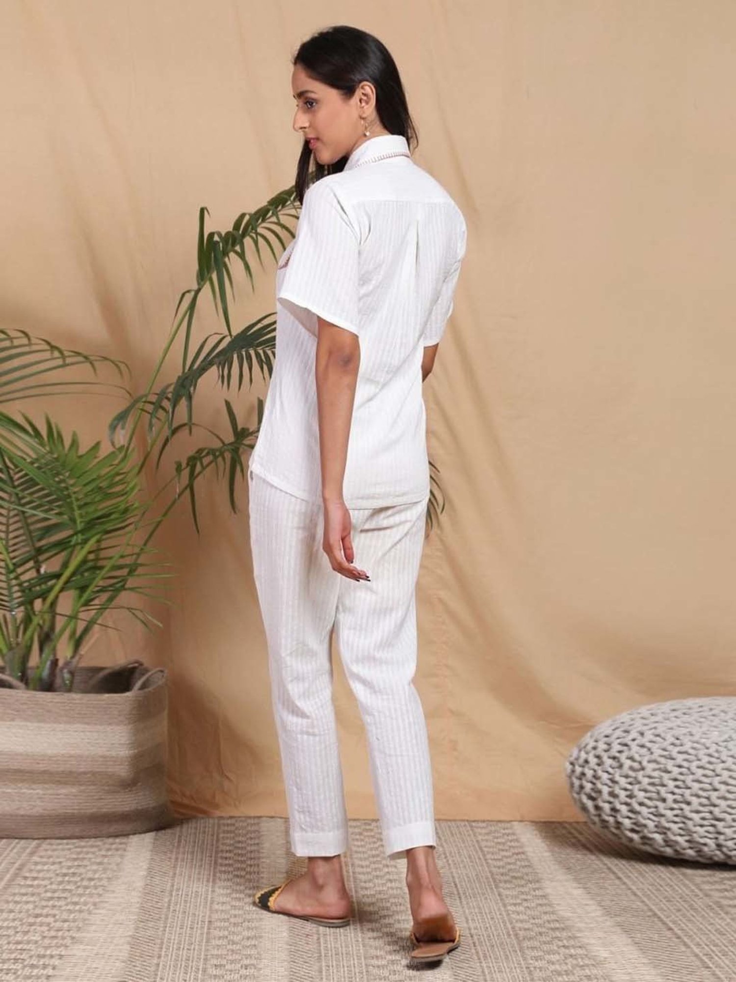 Mushio White Prem Handwoven Cotton Shirt