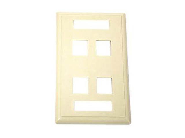 C2G 03713 4-Port Keystone Single Gang Wall Plate, Ivory