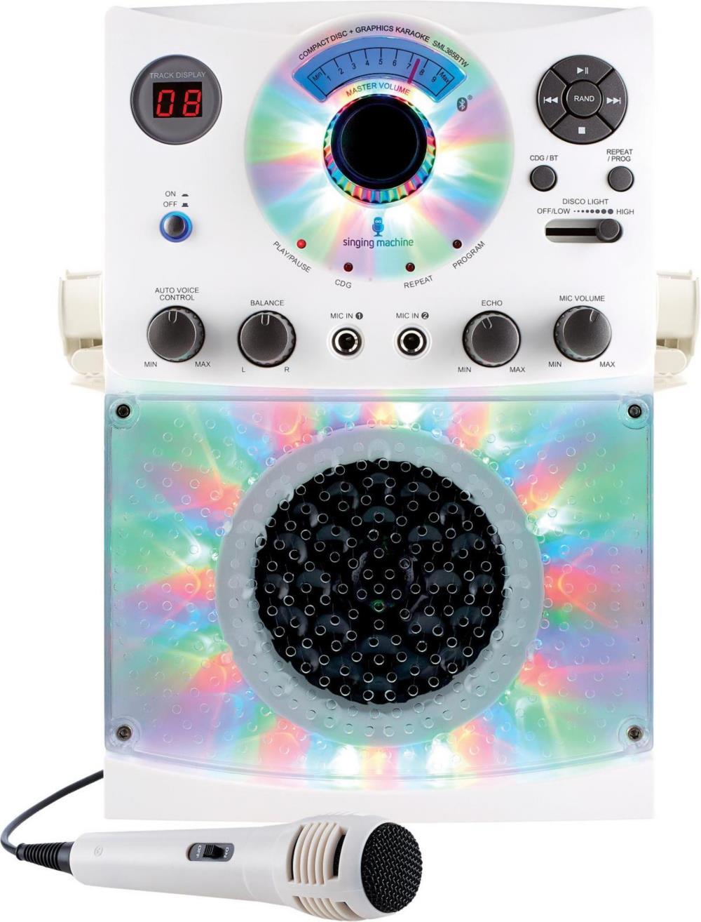 The Singing Machine(R) Sml385btw Bluetooth(R) Karaoke System With Led Disco Lights & Microphone (White)  15.80In. X 11.1