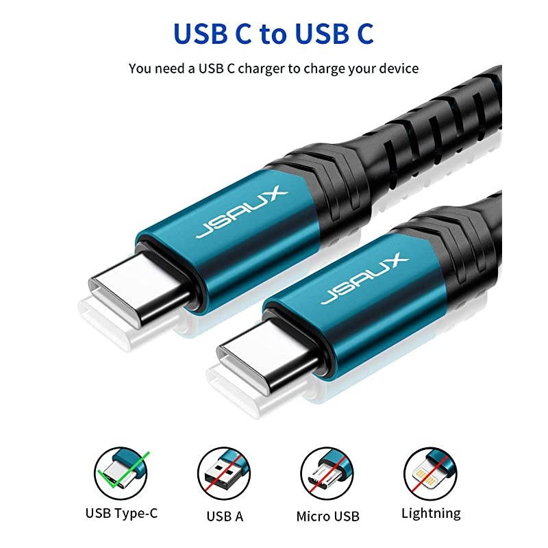 USB C to USB C 60W Cable 3Pack 03m+1m+2m USB Type C Charger Cord Compatible with Samsung Galaxy S20+ Note 20 Ultra Note 10+ MacBook AirPro 13 iPad Pro 20202018 Pixel 234 XL Green