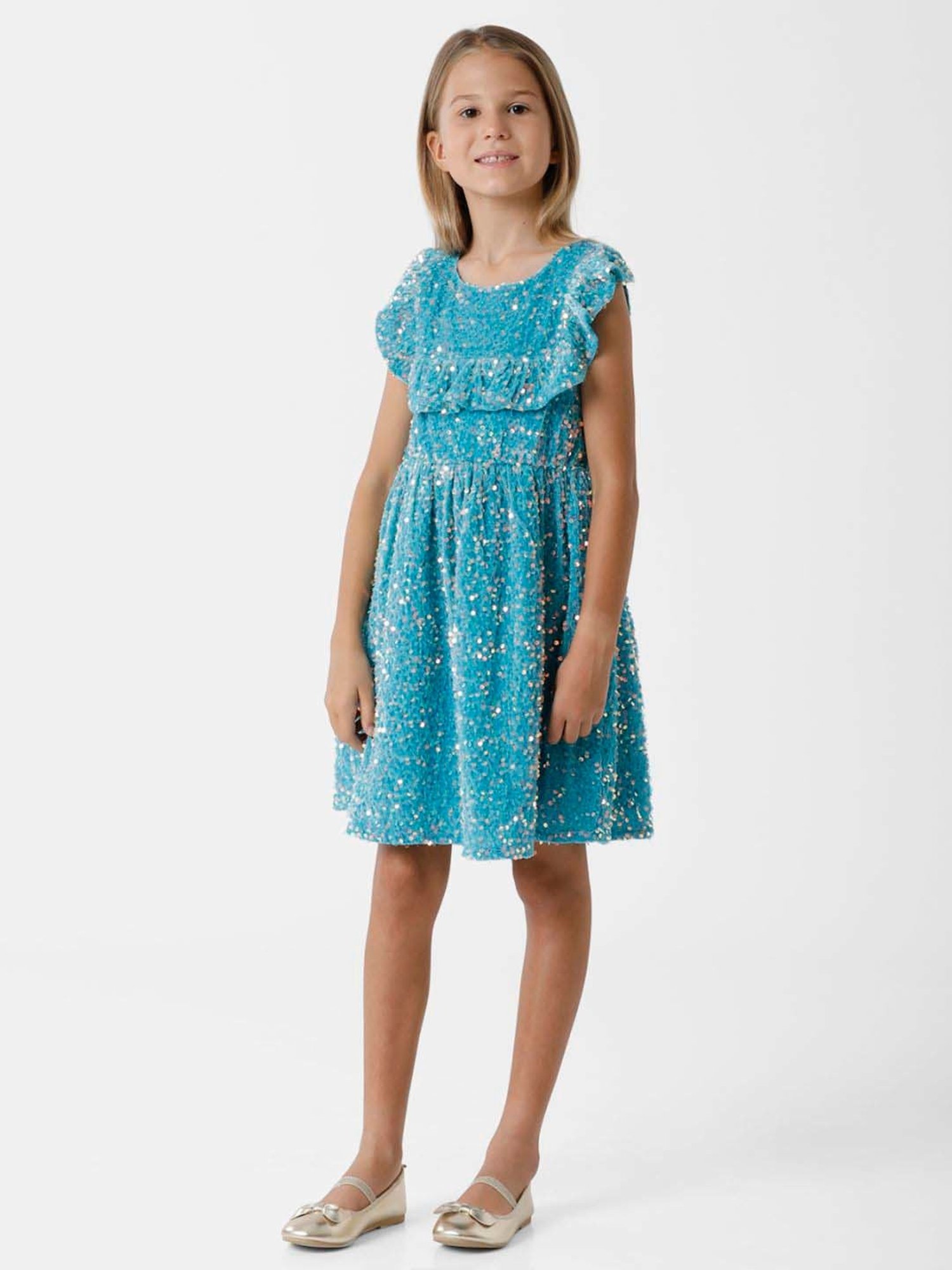 Kate & Oscar Kids Blue Embellished Dress