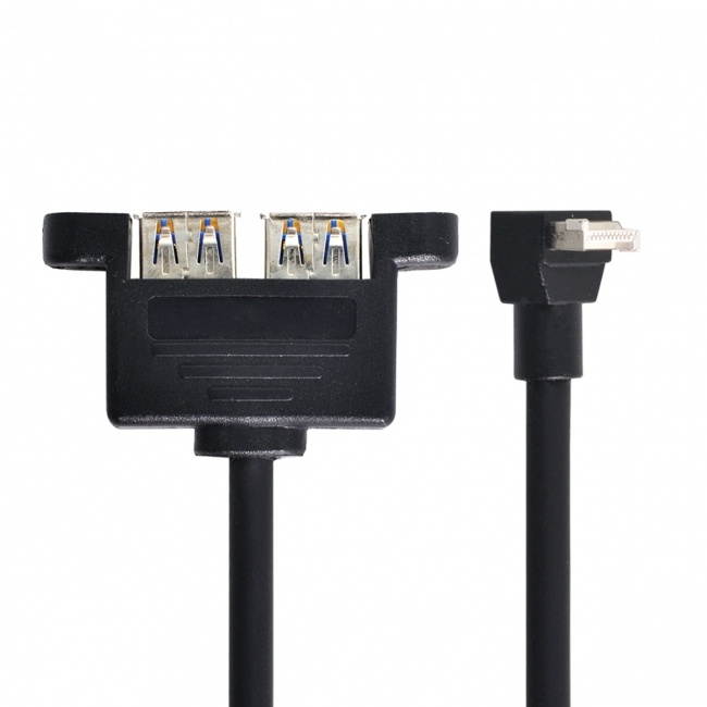 CY USB 3.1 Front Panel Header Key-B to Dual USB 3.0 Type-A Female Extension Cable 50cm Panel Mount Type