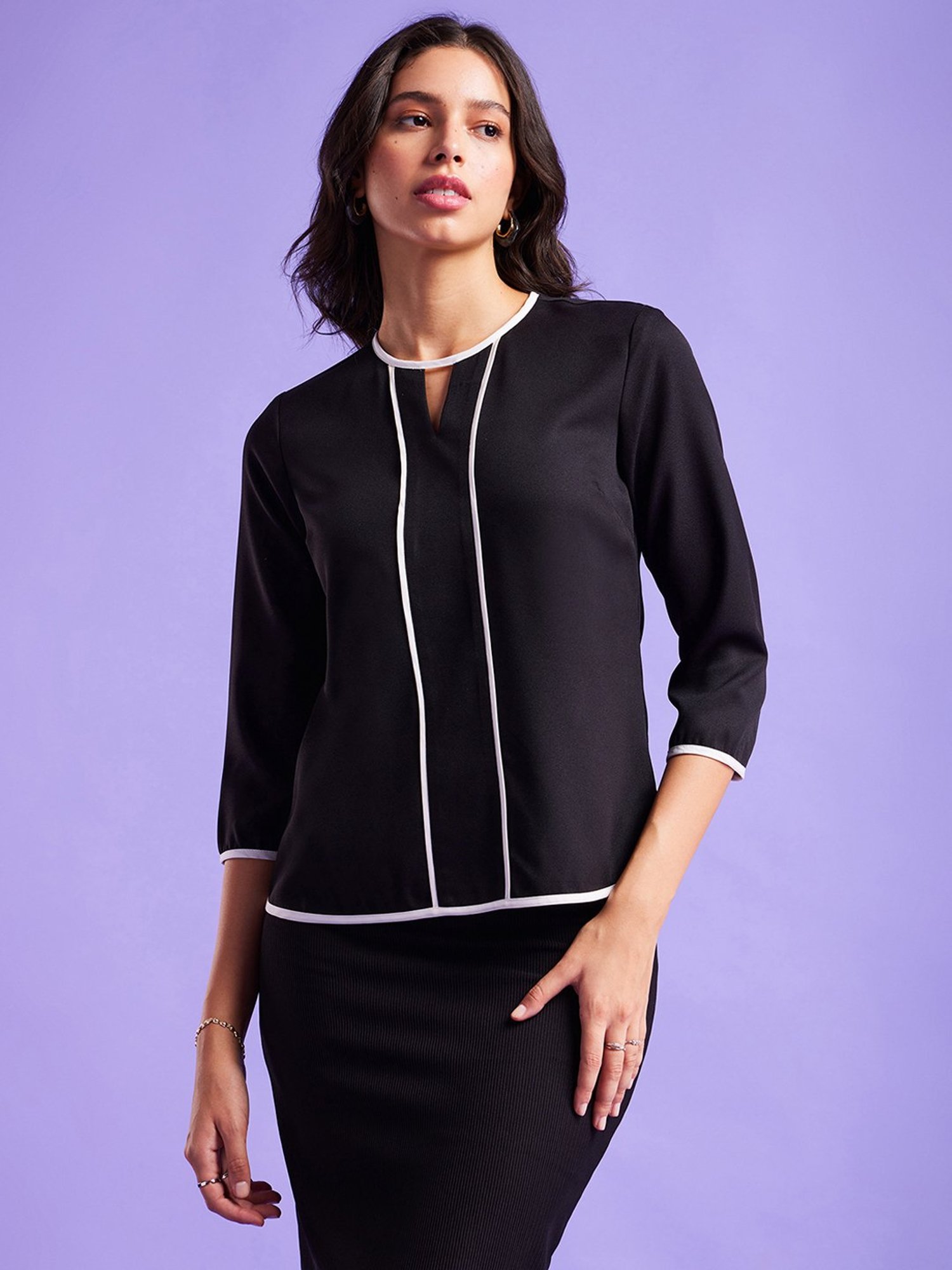 Fablestreet Black Regular Fit Top