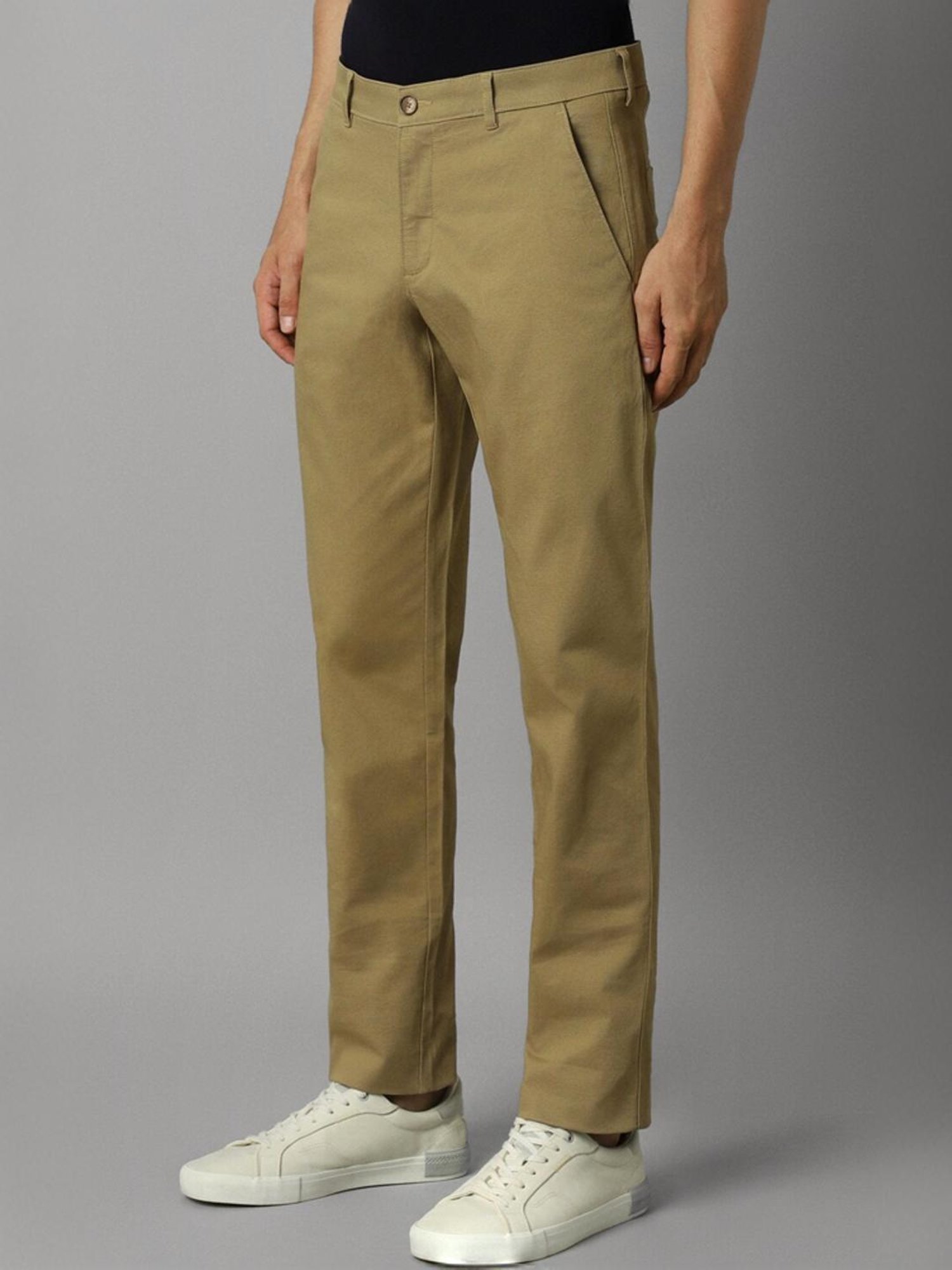 Louis Philippe Khaki Slim Fit Texture Trousers