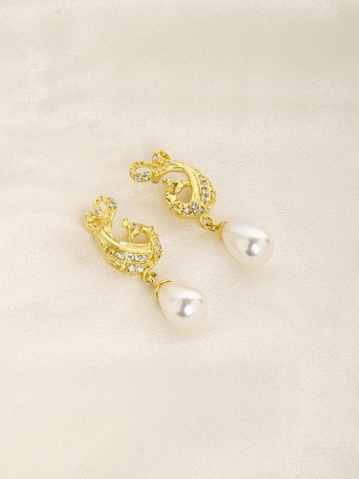 March by FableStreet Sterling Silver Peacock Pearl Drop Earrings for Women