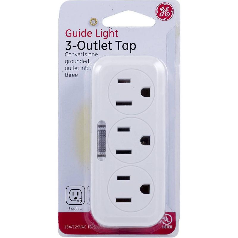 General Electric 3 Outlet Grounded Tap With Guide Light