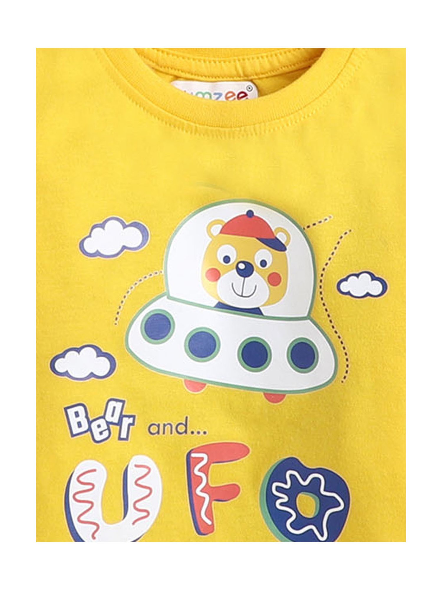 Bumzee Kids Navy & Yellow Printed Full Sleeves T-Shirts (Pack Of 2)