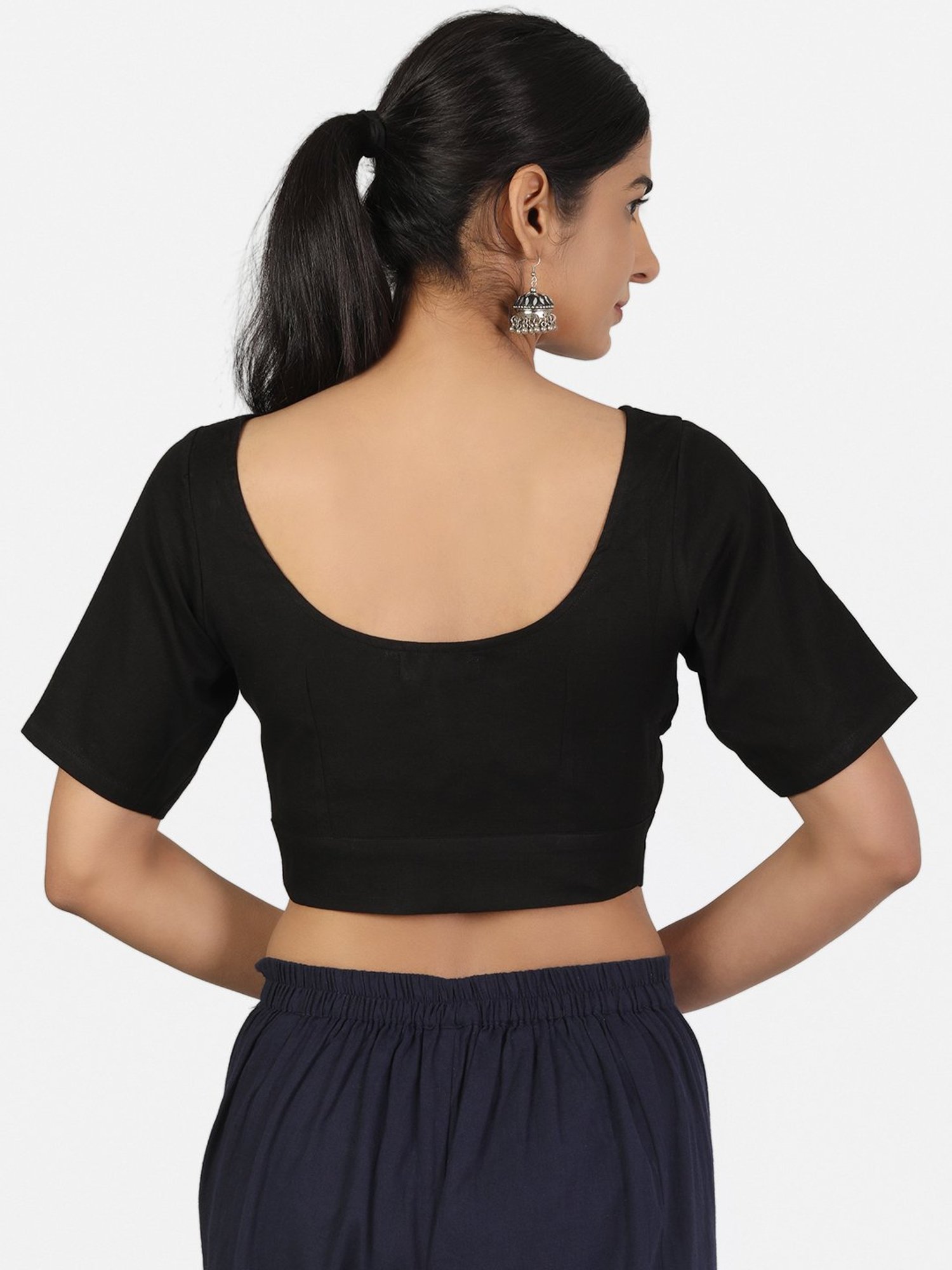 Llajja Black Cotton Readymade Blouse